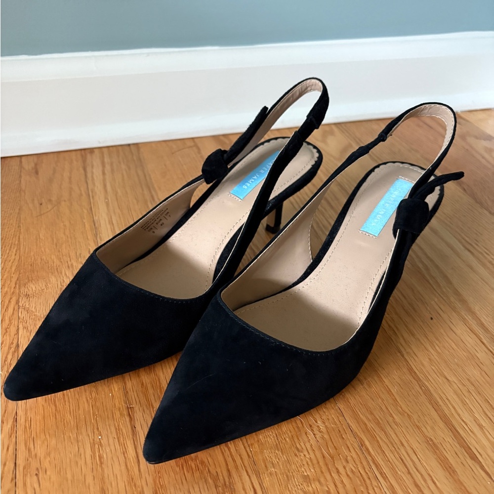 Draper James Elegant Black Suede Slingback Heels